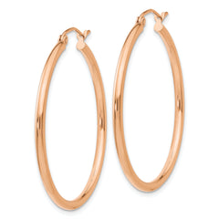 10k Rose Gold Polished 2mm Lightweight Tube Hoop Earrings