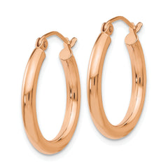 10k Rose Gold Polished 2.5mm Lightweight Tube Hoop Earrings