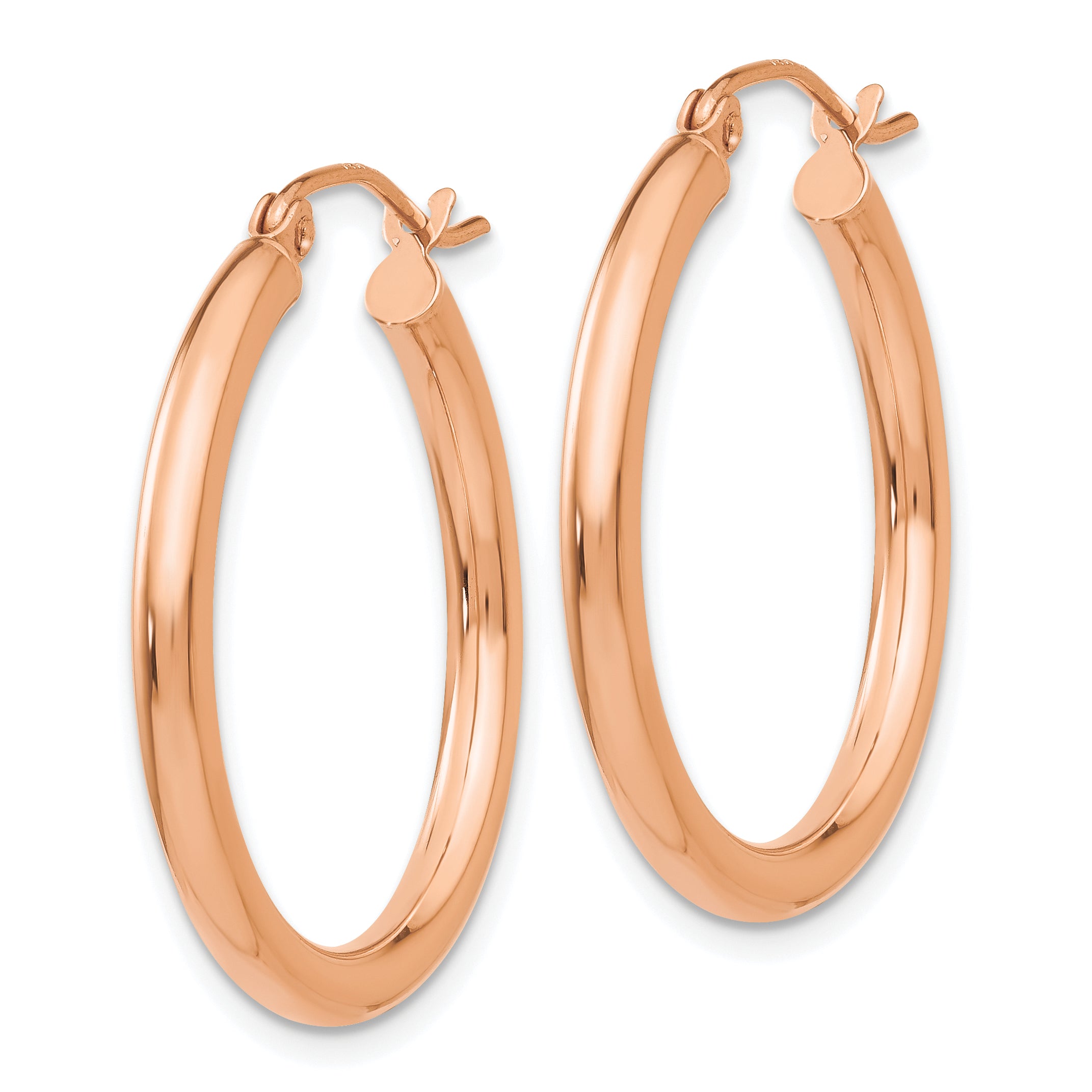 10k Rose Gold Polished 2.5mm Lightweight Tube Hoop Earrings