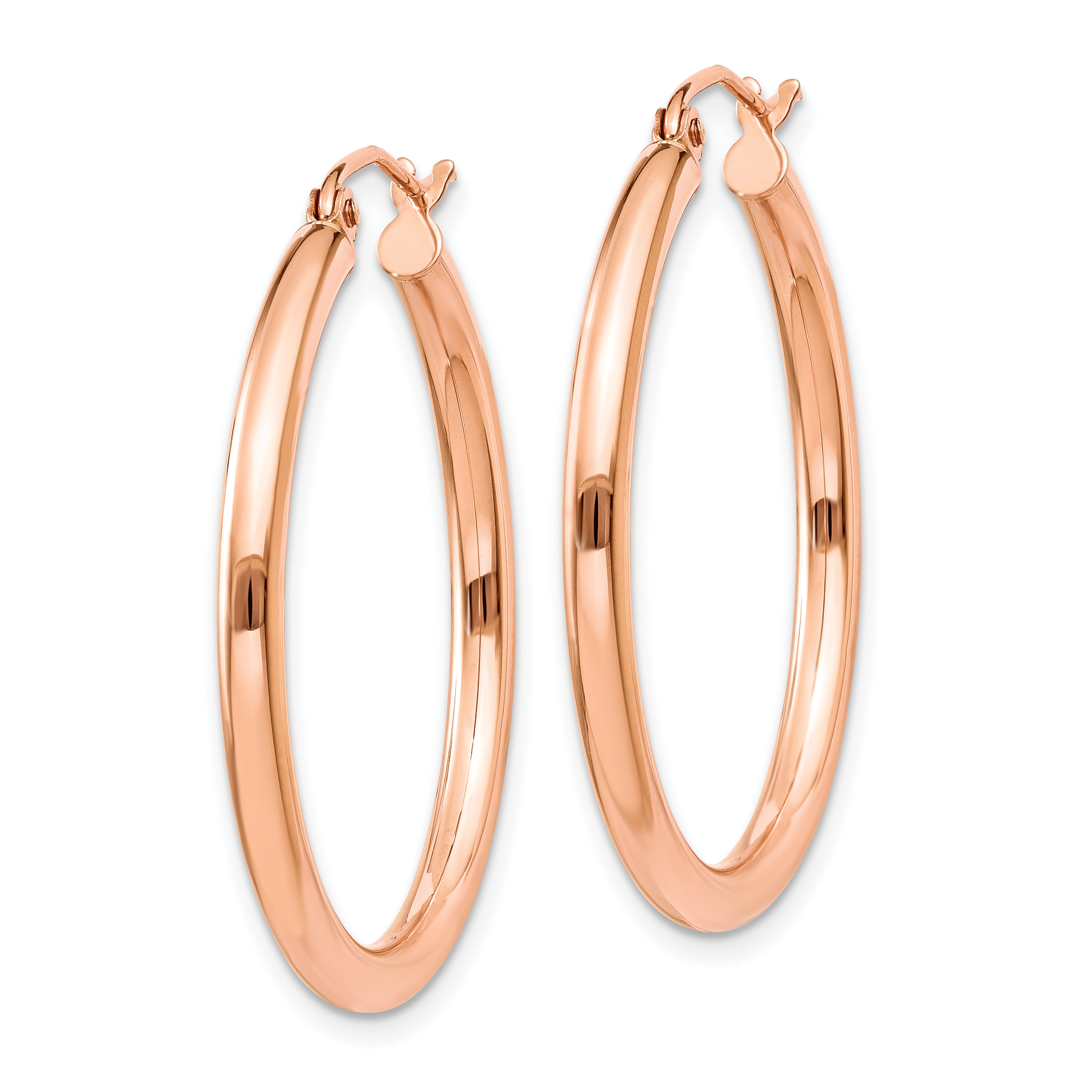 10k Rose Gold Polished 2.5mm Lightweight Tube Hoop Earrings