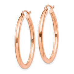 10k Rose Gold Polished 2.5mm Lightweight Tube Hoop Earrings