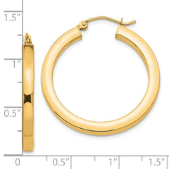 10k 3mm Polished Square Hoop Earrings