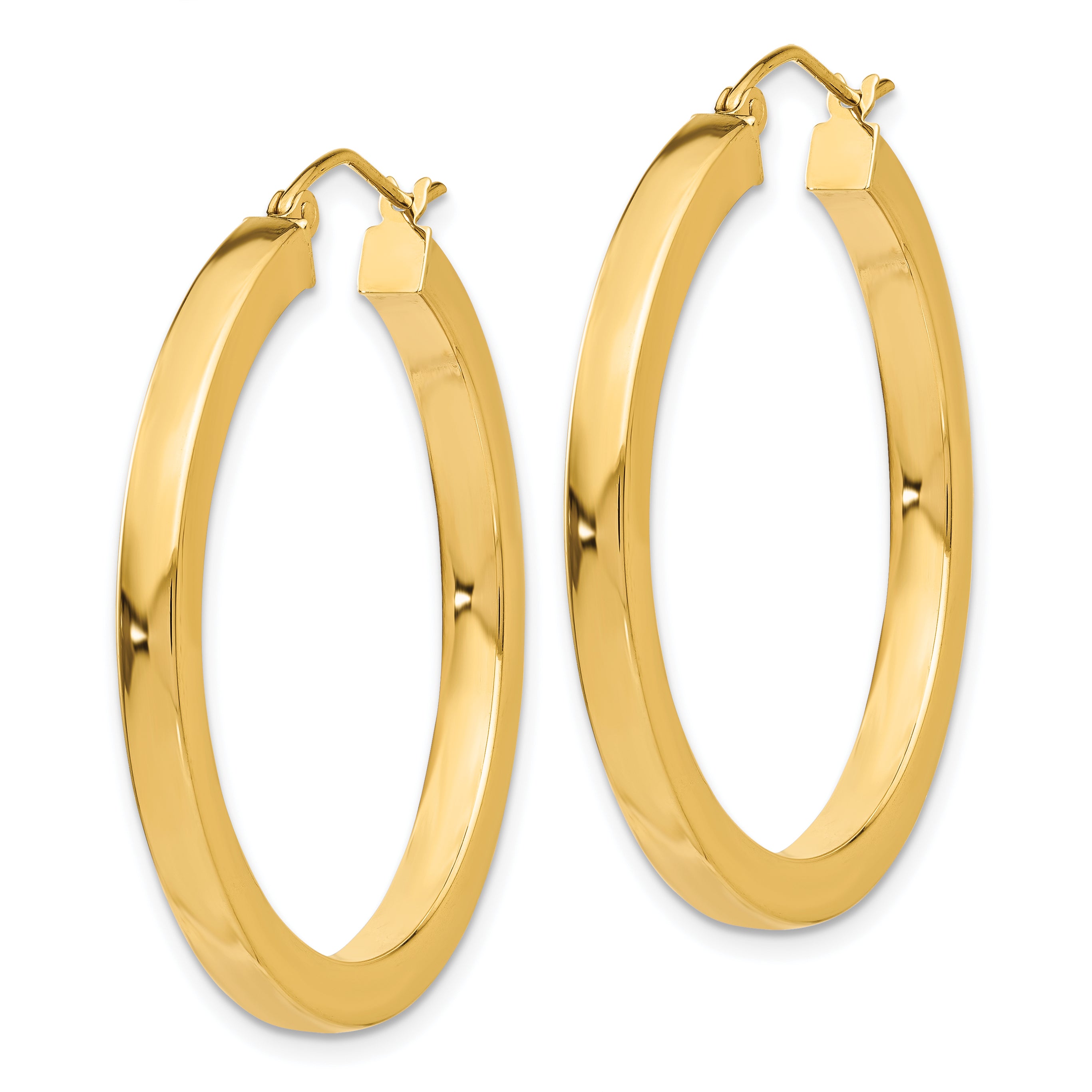 10k 3mm Polished Square Hoop Earrings