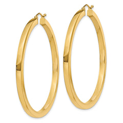 10k 3mm Polished Square Hoop Earrings