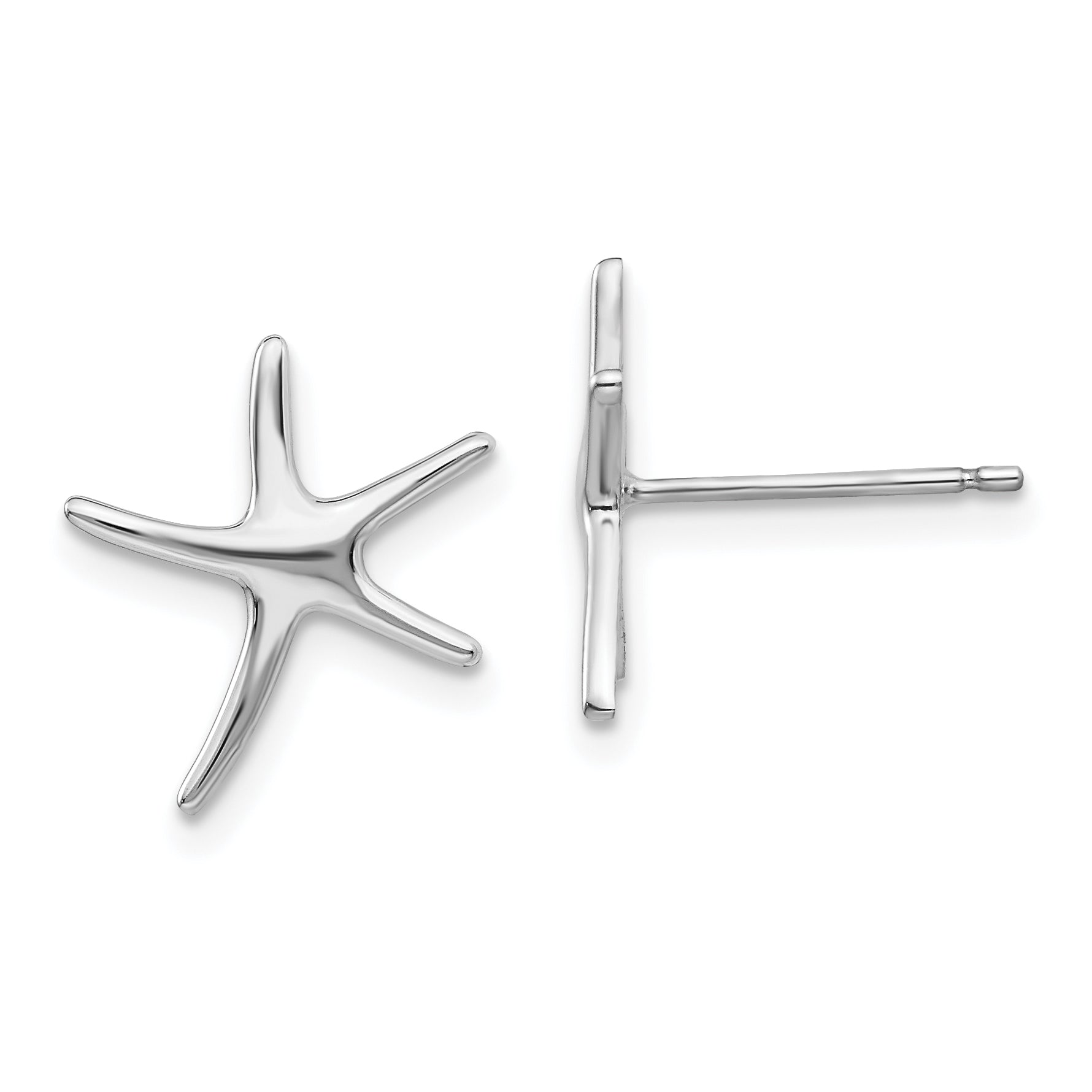 10K White Gold Polished Mini Starfish Earrings