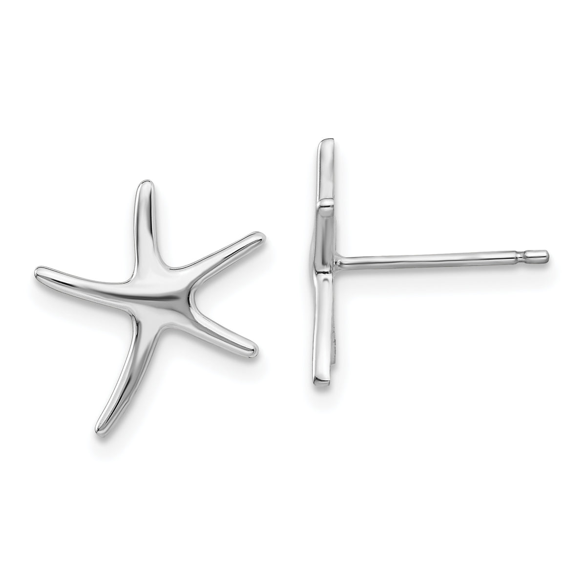 10K White Gold Polished Mini Starfish Earrings