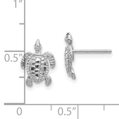 10k White Gold Turtle Post Earrings