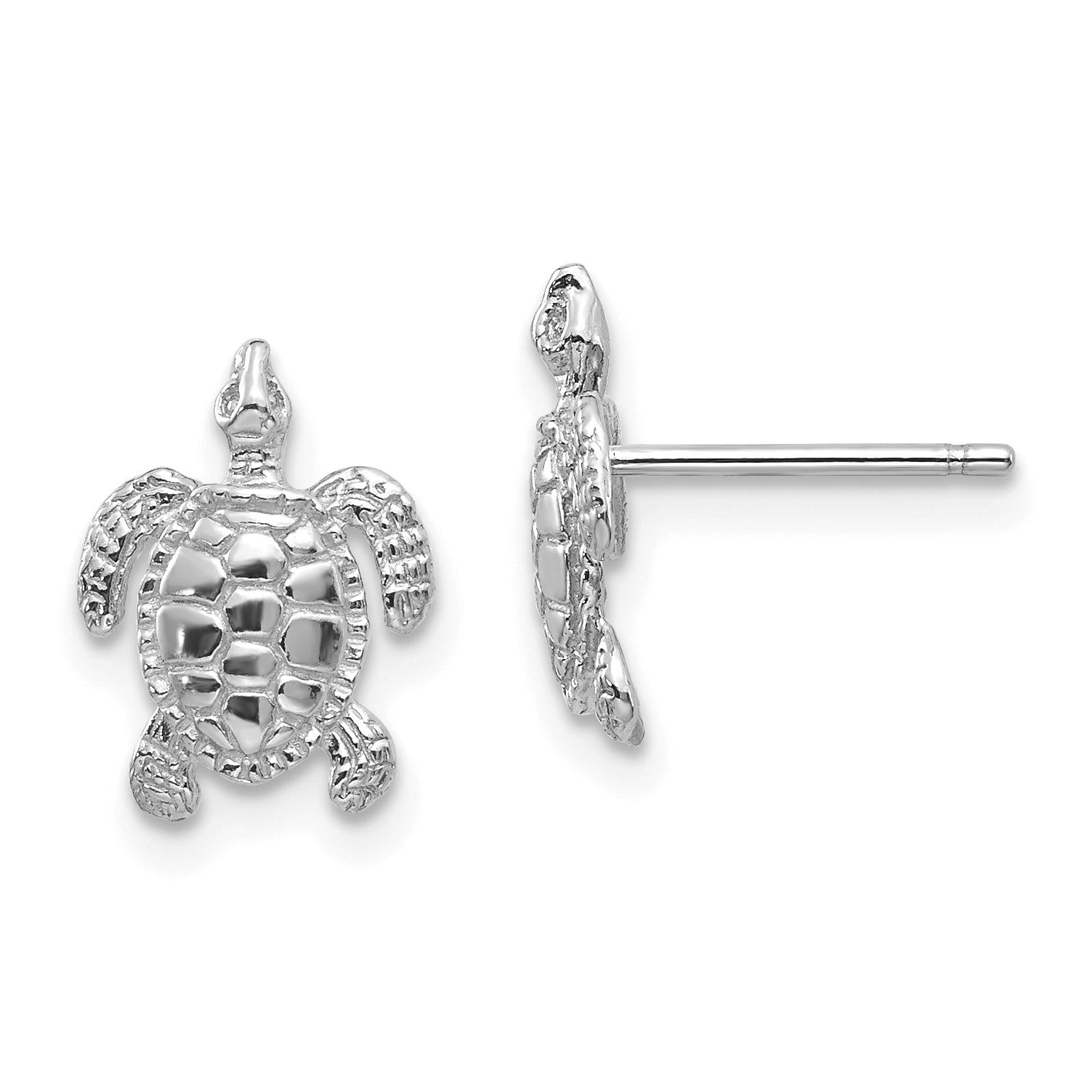 10k White Gold Turtle Post Earrings