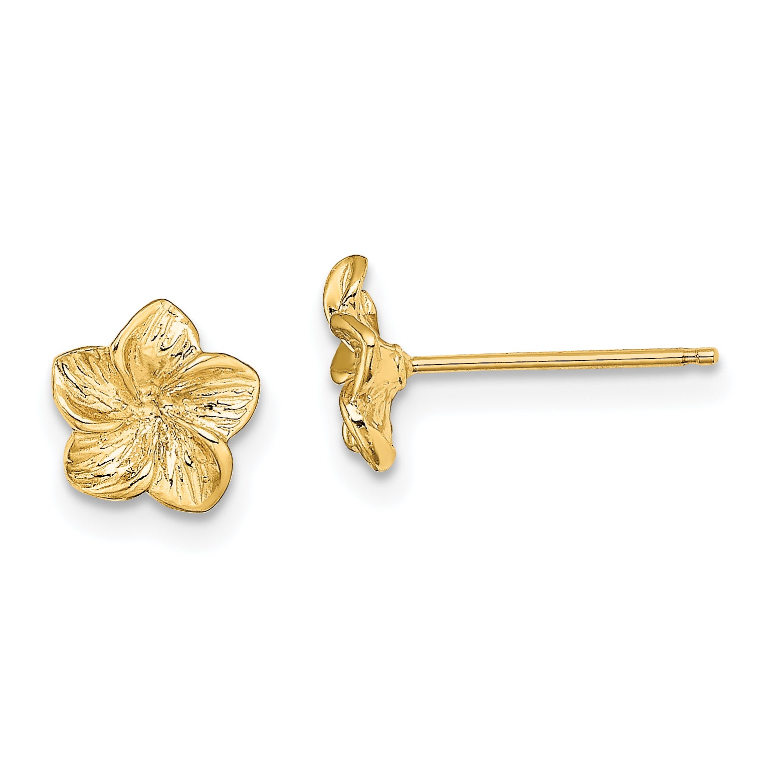 10k Plumeria Flower Post Earrings