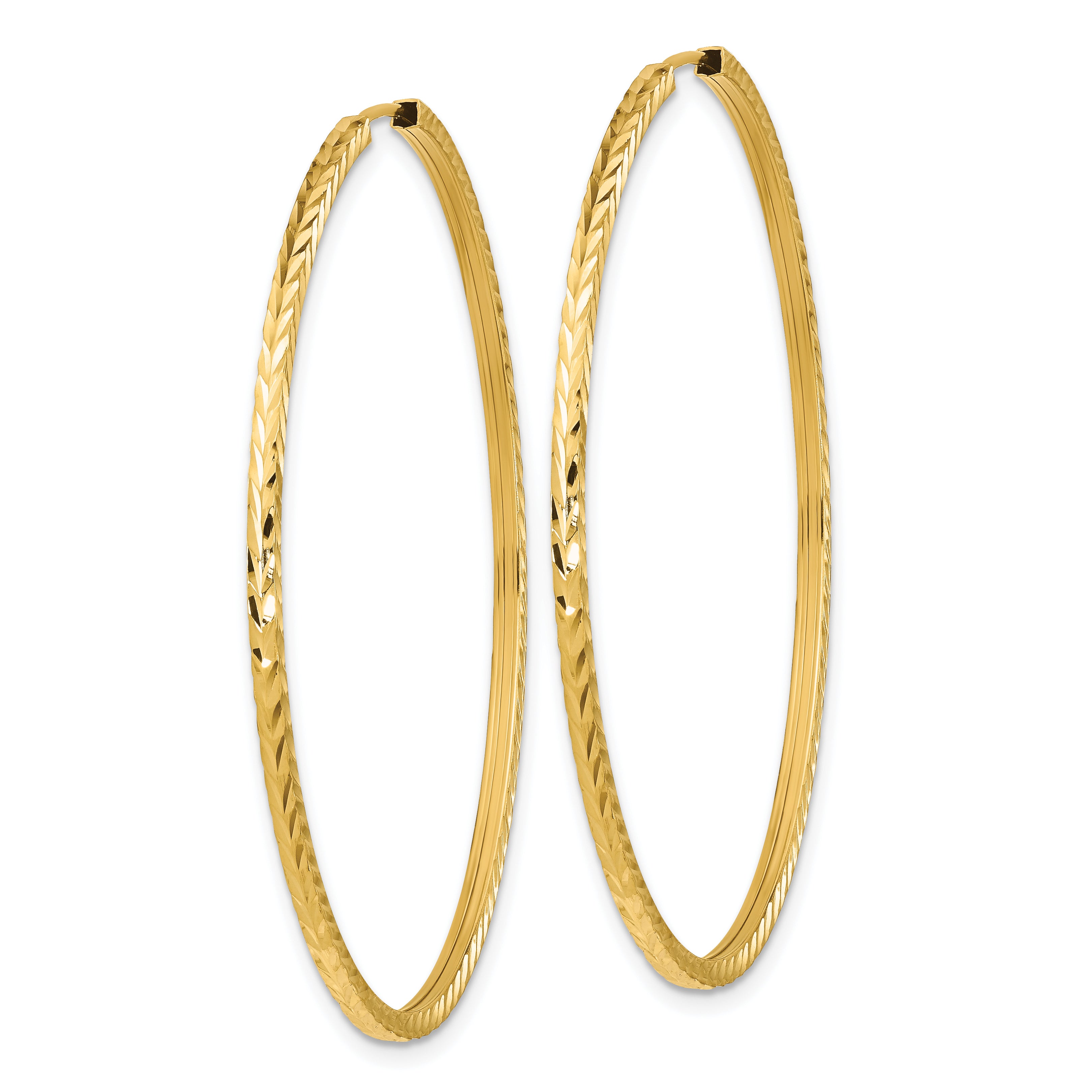 10k Diamond-cut Square Tube Endless Hoop Earrings