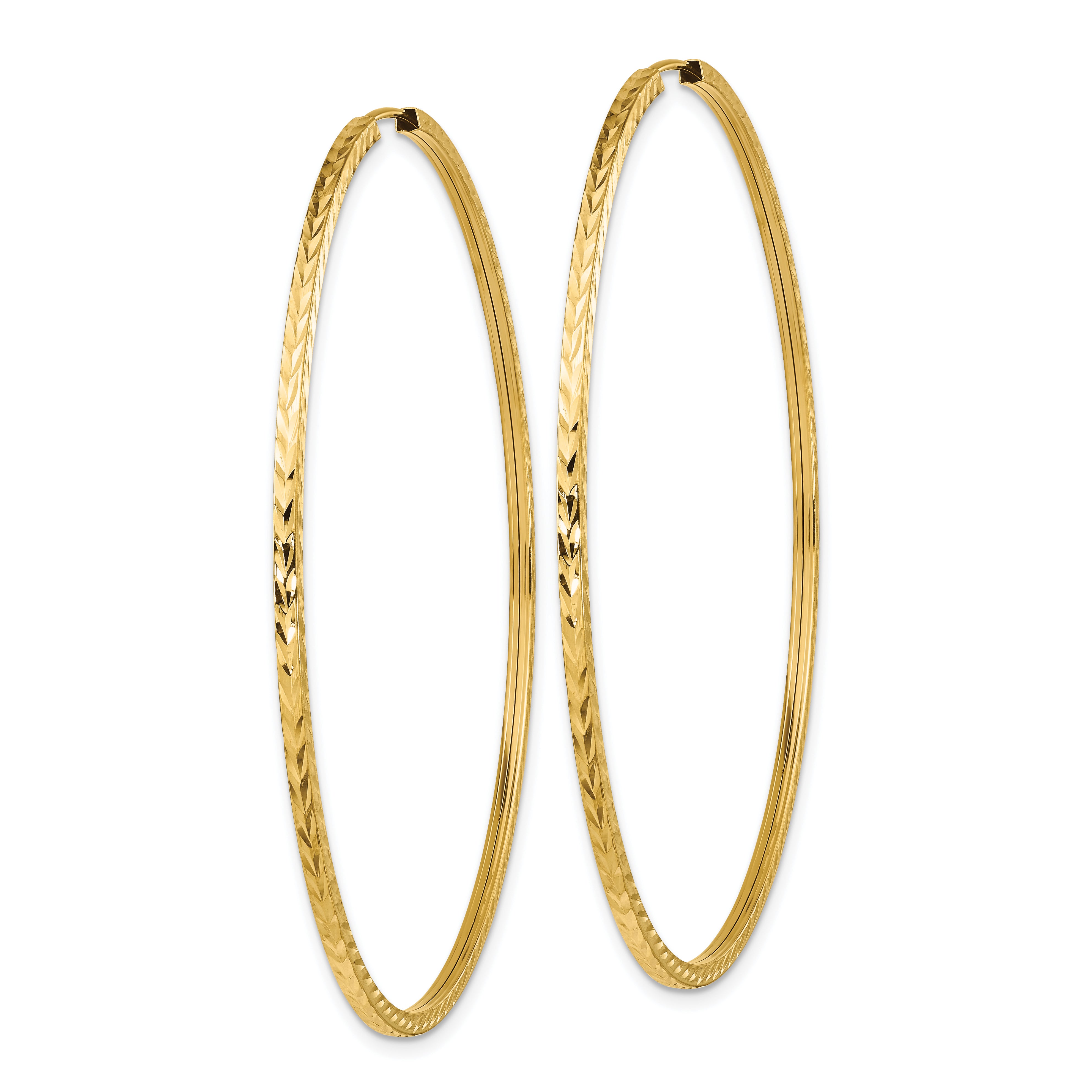 10k Diamond-cut Square Tube Endless Hoop Earrings