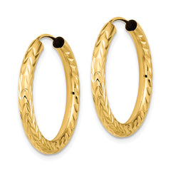 10k Polished & D/C Endless Hoop Earrings