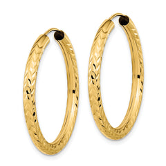 10k Polished & D/C Endless Hoop Earrings