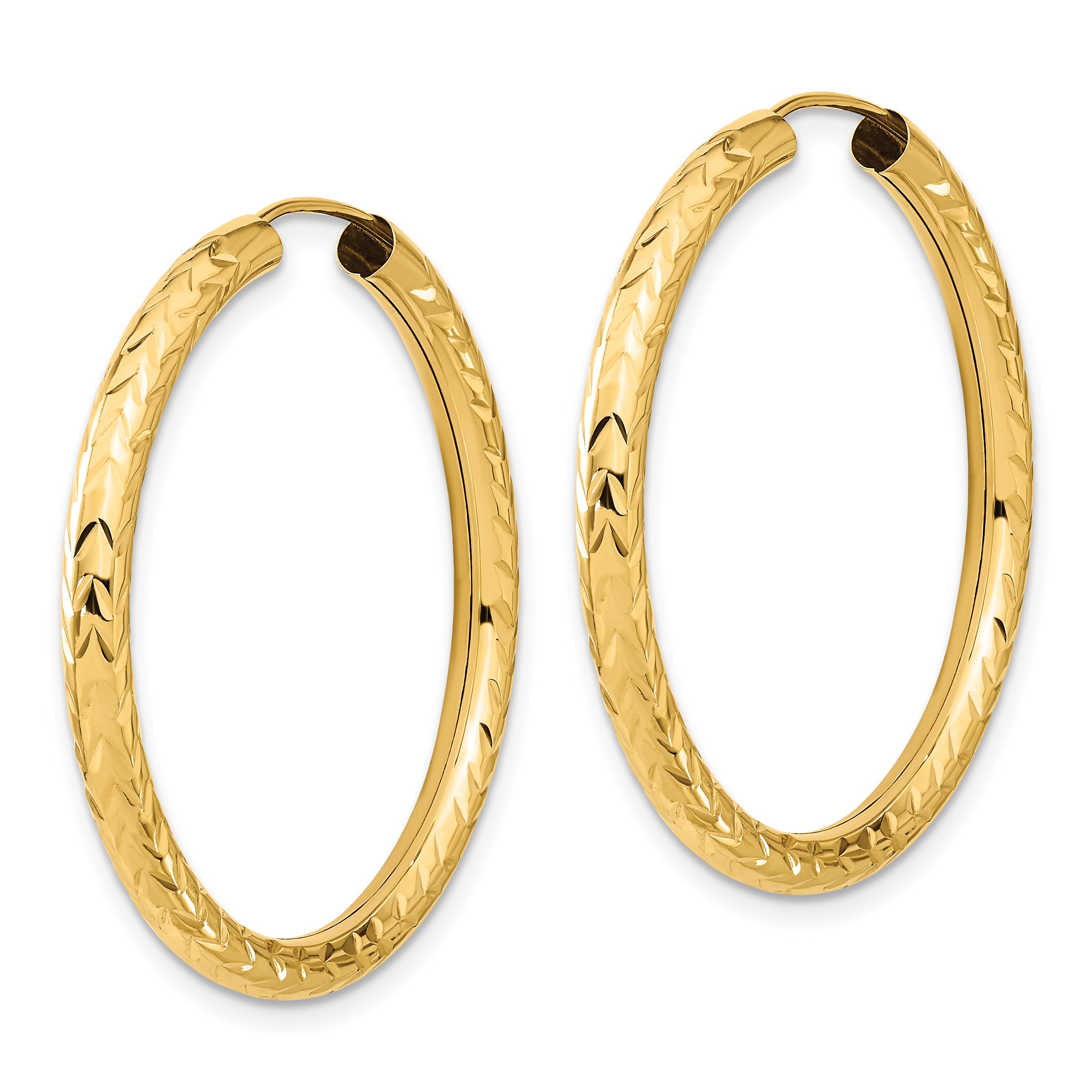 10k Polished & D/C Endless Hoop Earrings