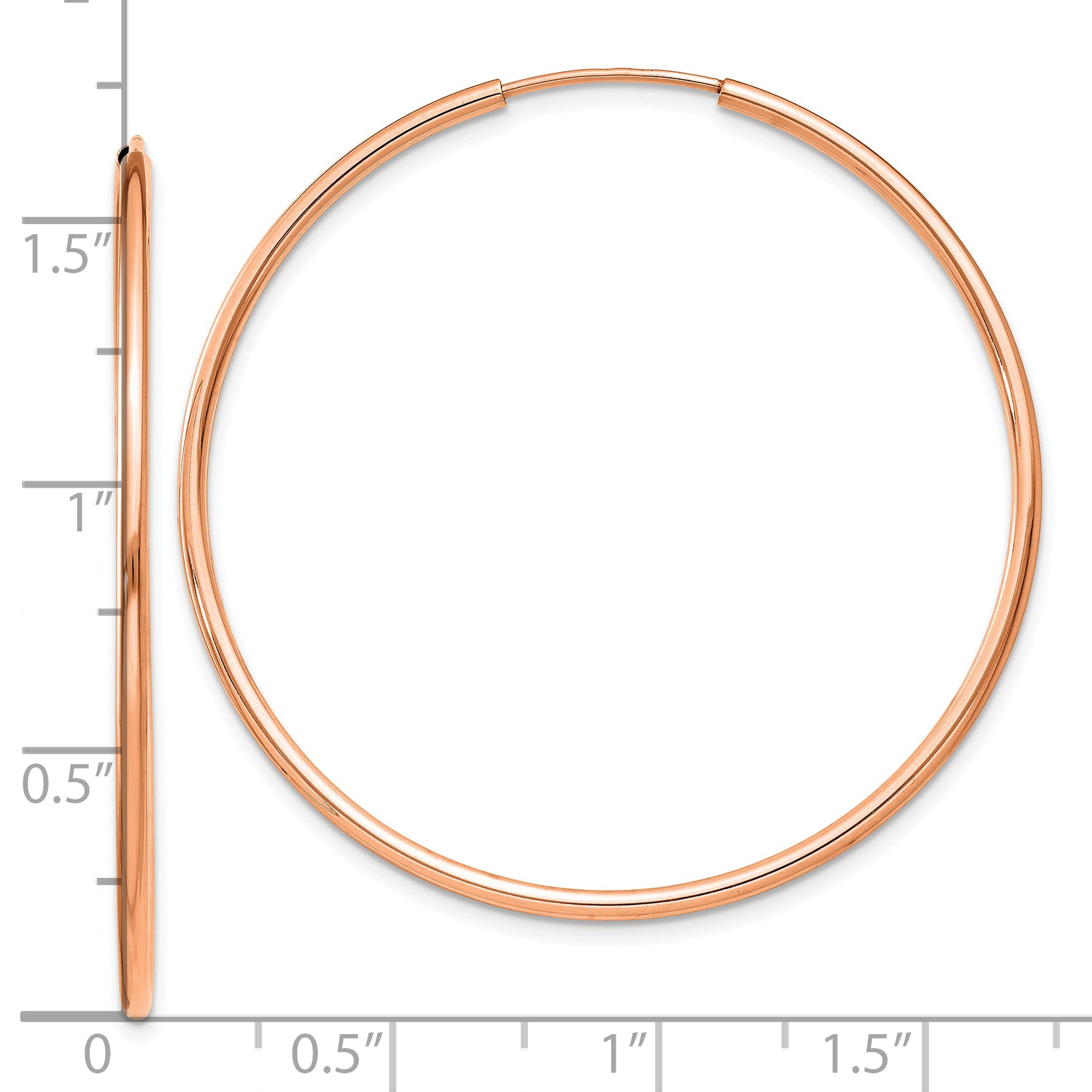 10k Rose Gold 1.5mm Polished Endless Hoop Earrings