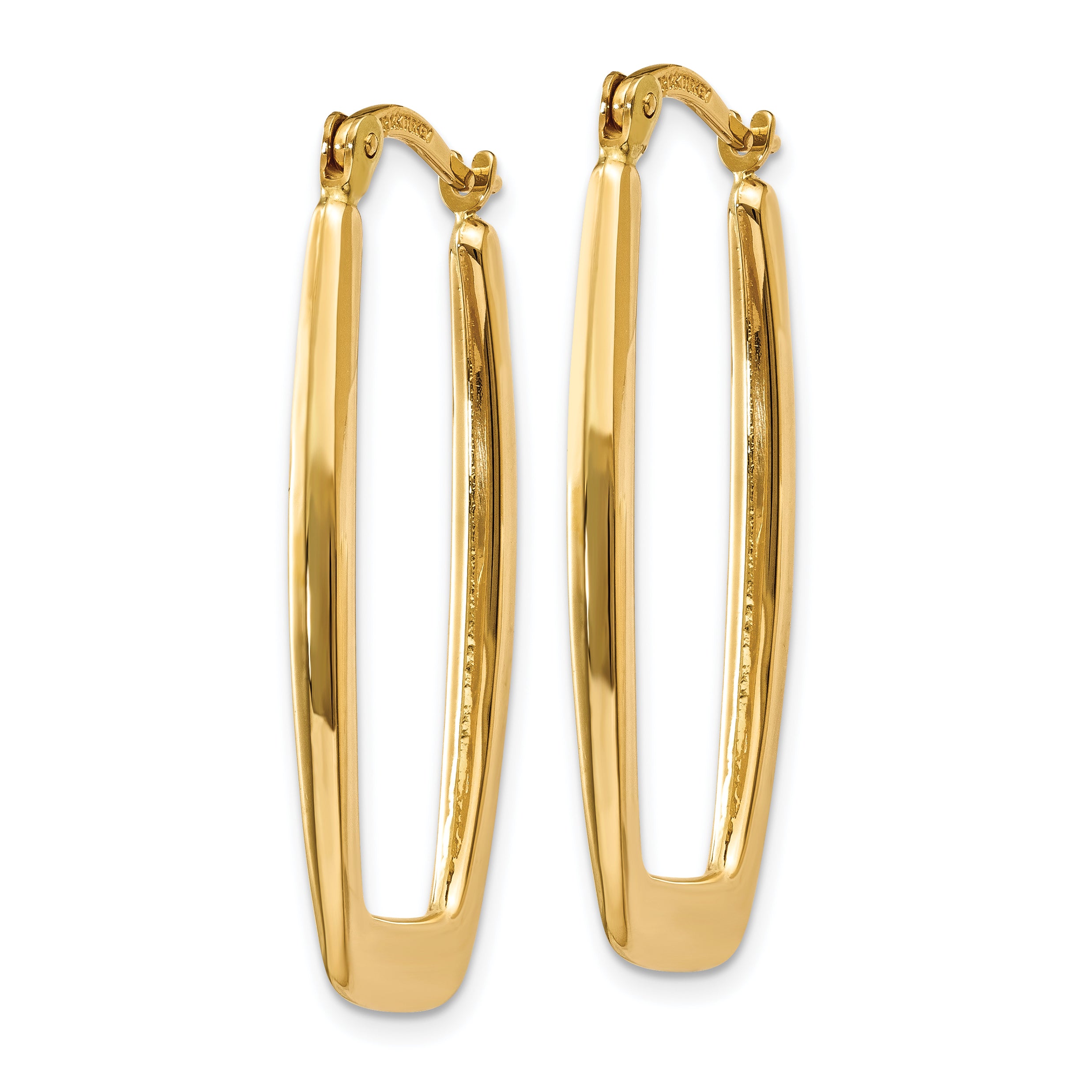 10k Polished 2.25mm Rectangle Hoop Earrings