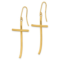 10k Polished Cross Dangle Earrings