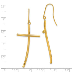 10k Polished Cross Dangle Earrings