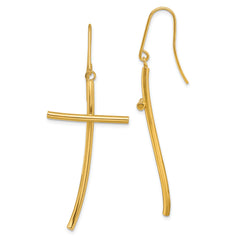 10k Polished Cross Dangle Earrings