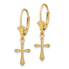 10k Cross Leverback Earrings