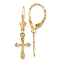 10k Cross Leverback Earrings