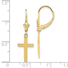 10k Polished Cross Leverback Earrings