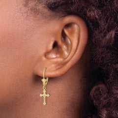 10k Crucifix Leverback Earrings