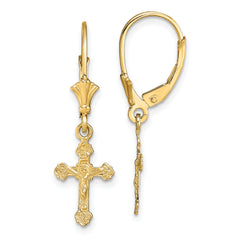 10k Crucifix Leverback Earrings