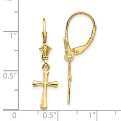 10K Cross Leverback Earrings