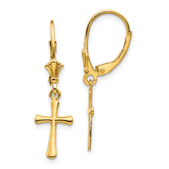 10K Cross Leverback Earrings