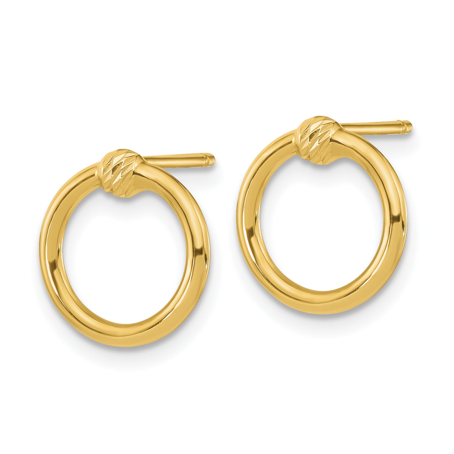 10k Polished & D/C Circle Post Earrings