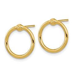 10k Polished & D/C Circle Post Earrings