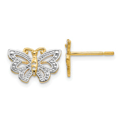 10k w/ White Rhodium Butterfly Post Earrings