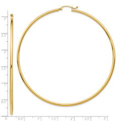 10k Polished 2x75mm Lightweight Tube Hoop Earrings