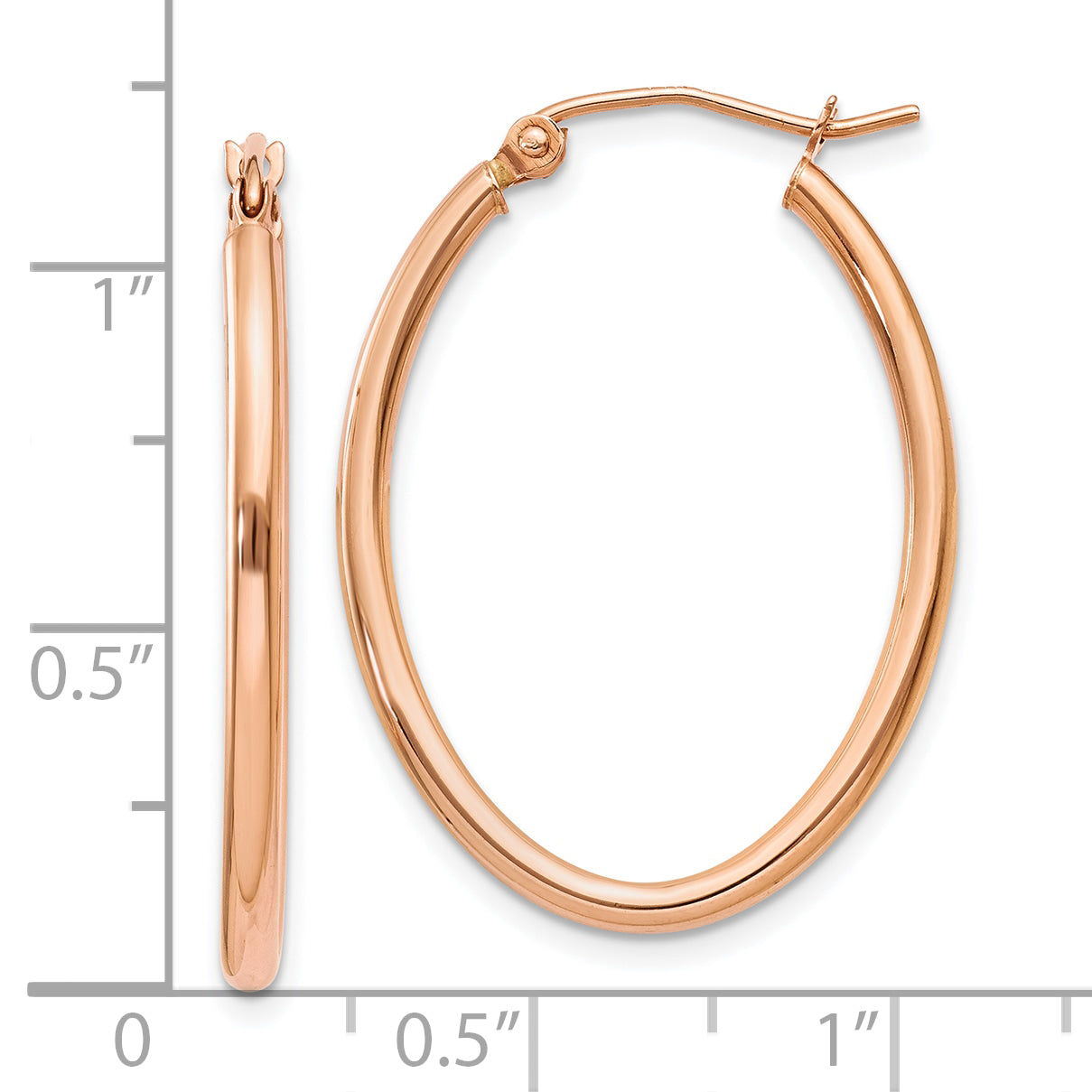 10k Rose Gold Oval Hoop Earrings