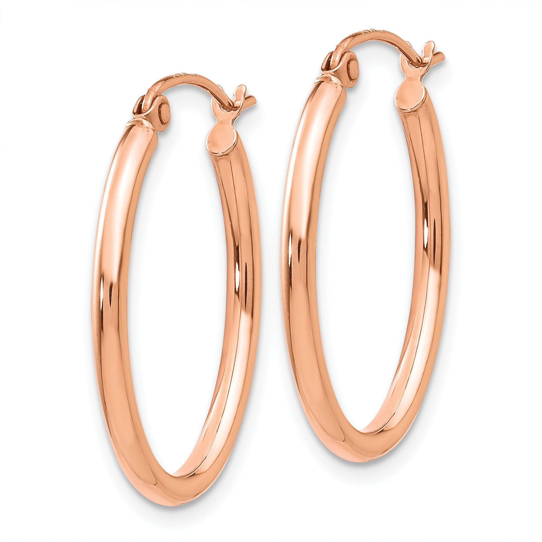 10k Rose Gold Oval Hoop Earrings