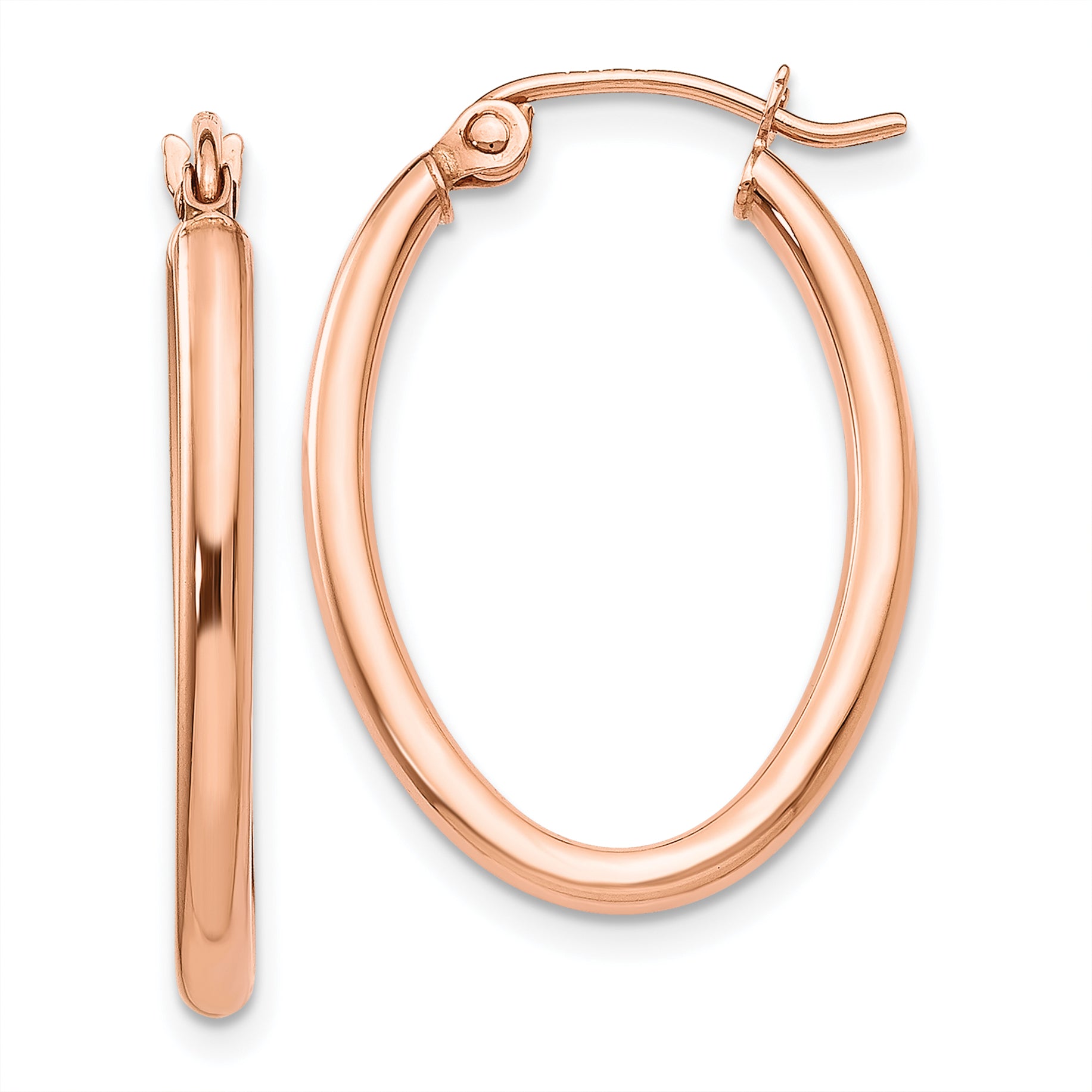 10k Rose Gold Oval Hoop Earrings