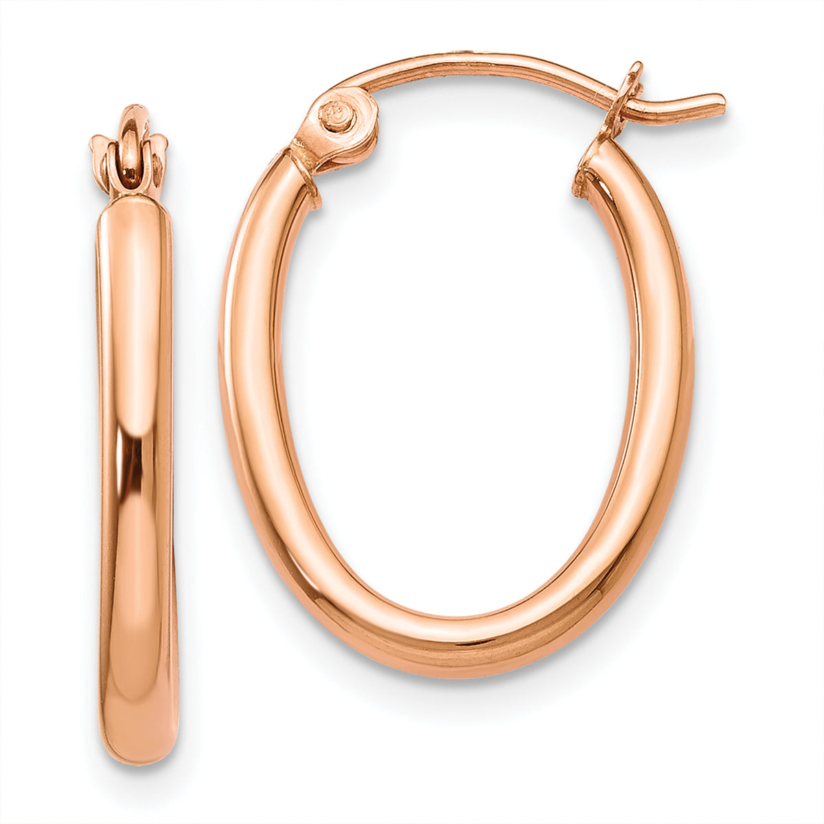 10k Rose Gold Oval Hoop Earrings