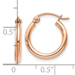 10k Rose Gold Polished 2mm Lightweight Tube Hoop Earrings