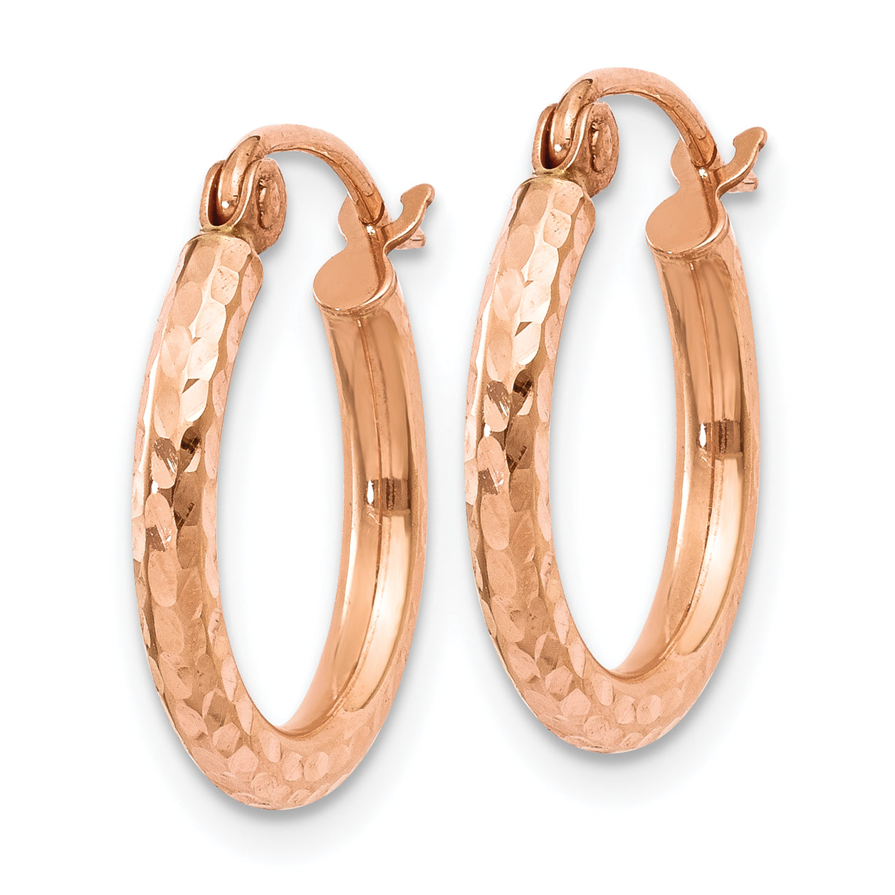 10K Rose Gold Lightweight Diamond-cut Hoop Earrings