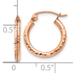 10K Rose Gold Lightweight Diamond-cut Hoop Earrings