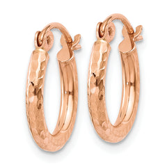 10K Rose Gold Lightweight Diamond-cut Hoop Earrings