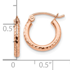 10K Rose Gold Lightweight Diamond-cut Hoop Earrings