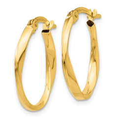 10k Gold Polished Twisted Oval Hoop Earrings