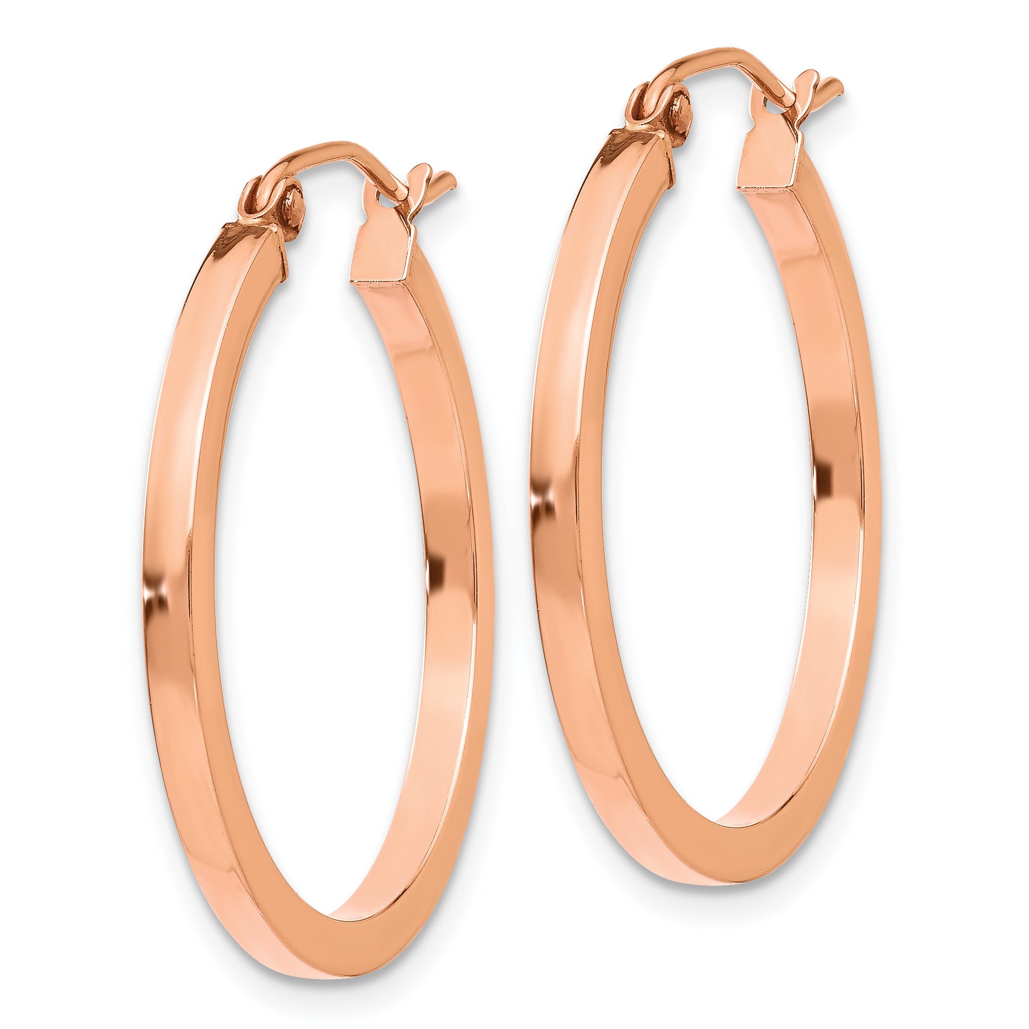 10k Rose Gold Lightweight Square Tube Hoop Earrings