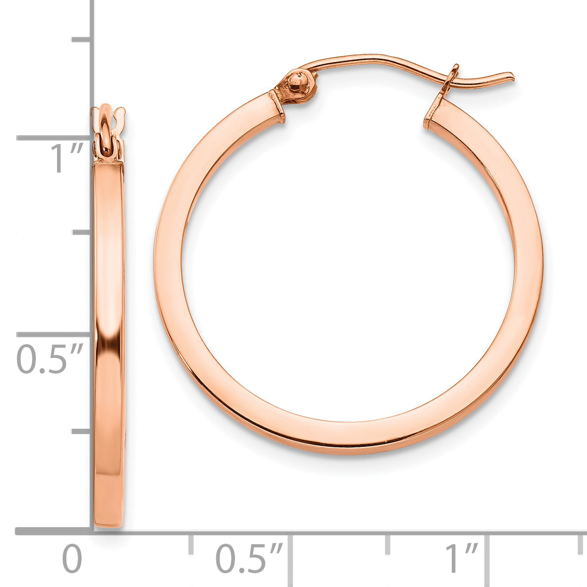 10k Rose Gold Lightweight Square Tube Hoop Earrings