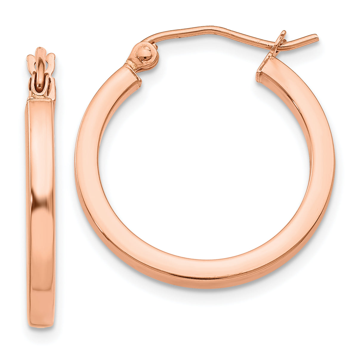 10k Rose Gold Lightweight Square Tube Hoop Earrings