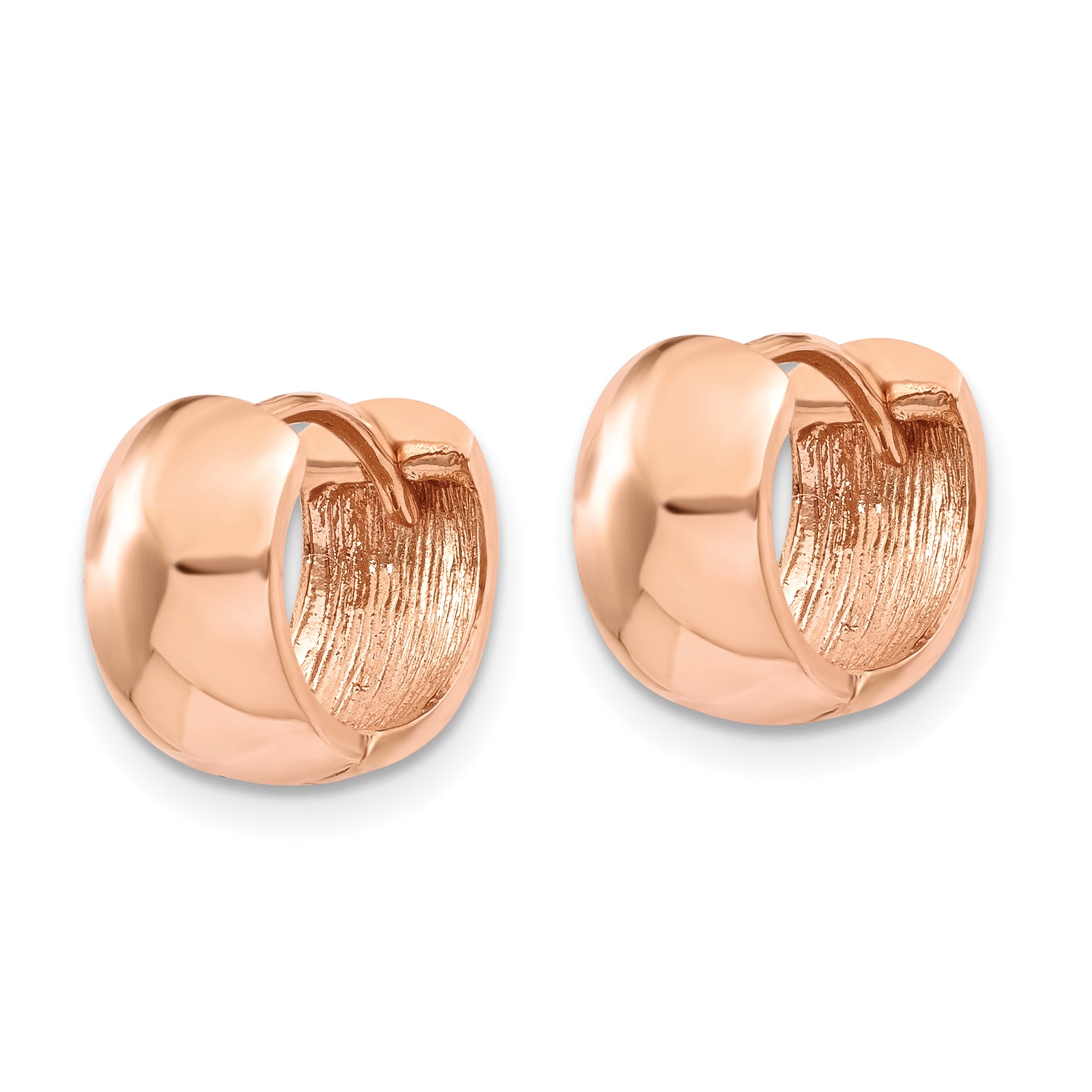 10k Rose Gold Round Hinged Hoop Earrings