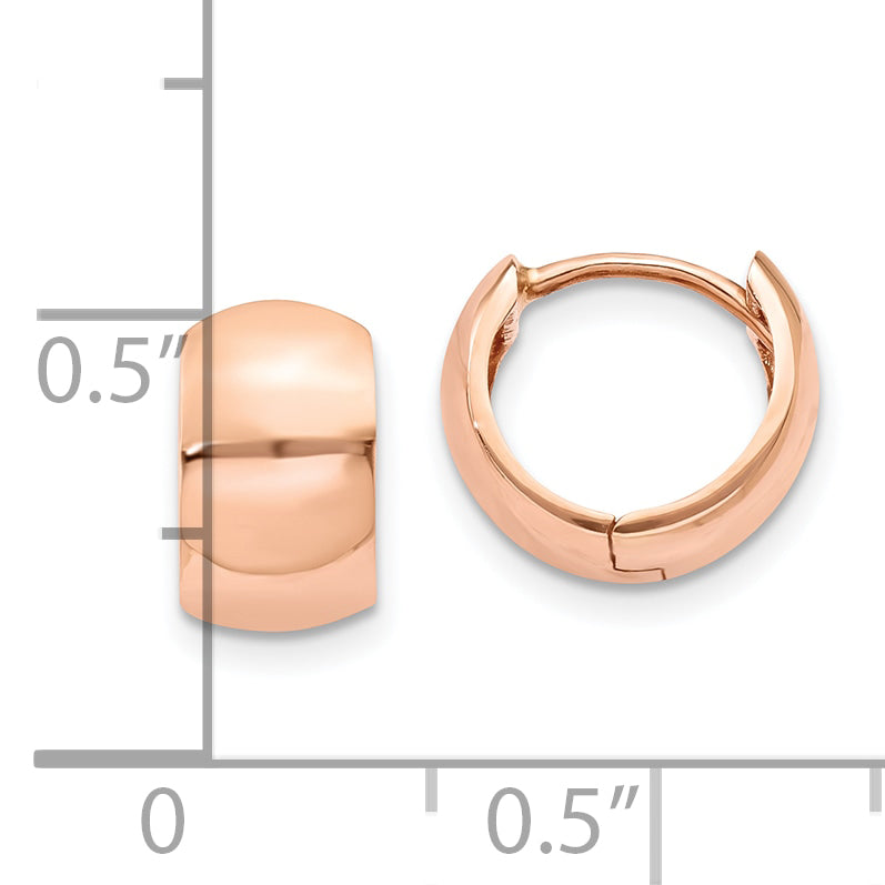 10k Rose Gold Round Hinged Hoop Earrings