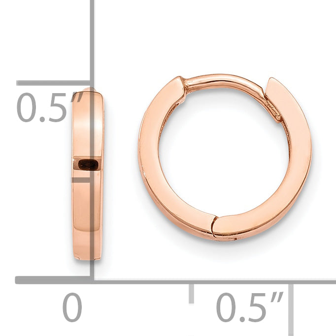 10k Rose Gold Round Hinged Hoop Earrings